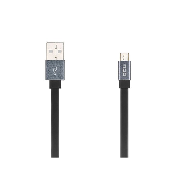 Dcu cable negro conexión usb a micro usb tipo plano y corto 20cm
