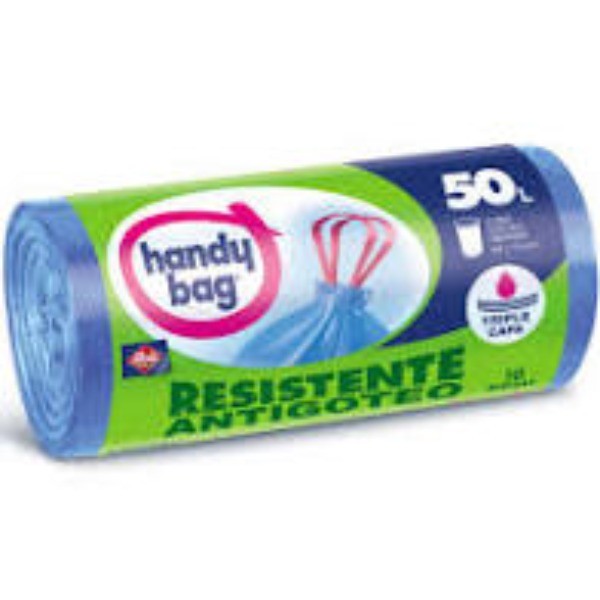 Handy bag bolsas basura Antigoteo rollo 50L 10 bolsas