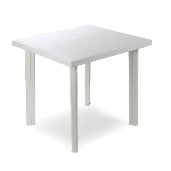 Mesa cuadrada color blanco para exterior 80 x 75 x 72 cm