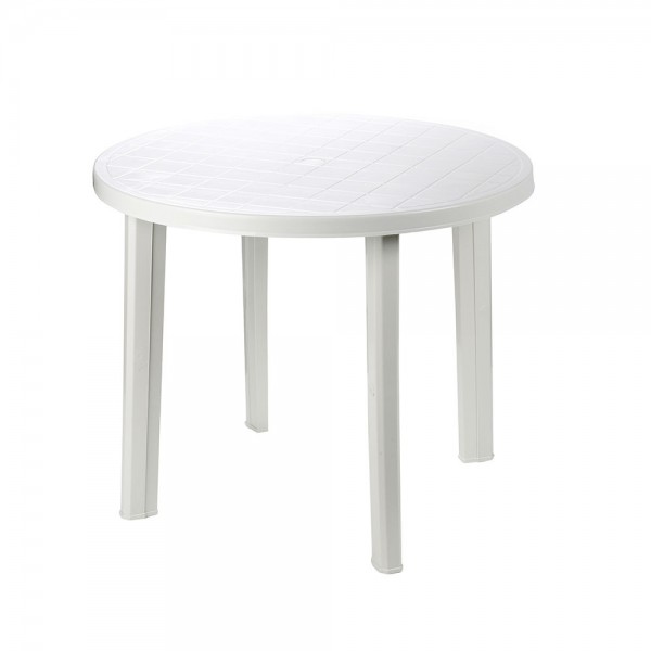 Mesa redonda para exterior. color: blanco ø90x72cm ipae progarden