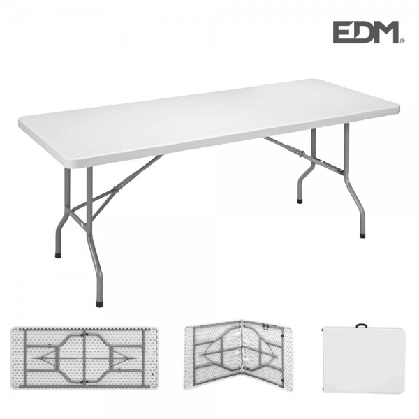 Mesa plegable 180 x 74 x 74 cm tubo ø22 x 1.0 mm, blanca