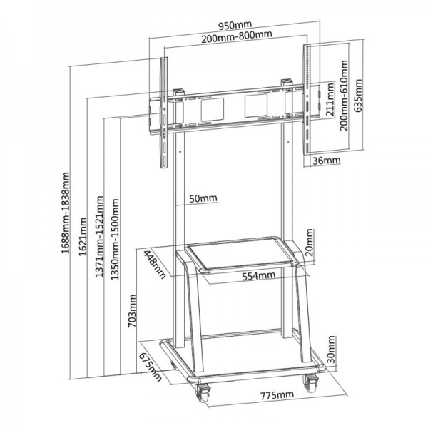 Tooq fs20100m-b soporte suelo pantalla 37-100" neg