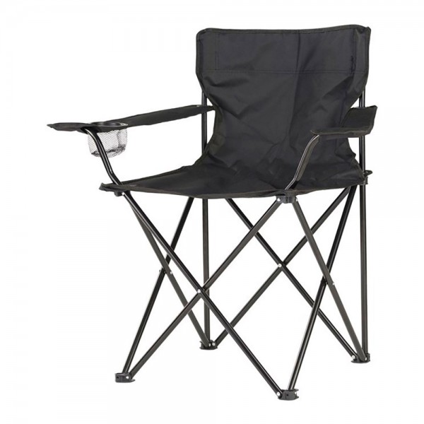 Silla de camping plegable negra, 80 x 83,5 x 51 cm