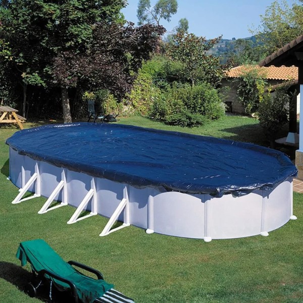 Cubierta piscina ovalada de acero 610 x 410 cm